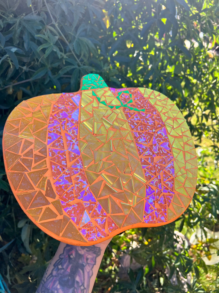 Dichroic glass mosaic (Lazy Susan) Pumpkin 🎃