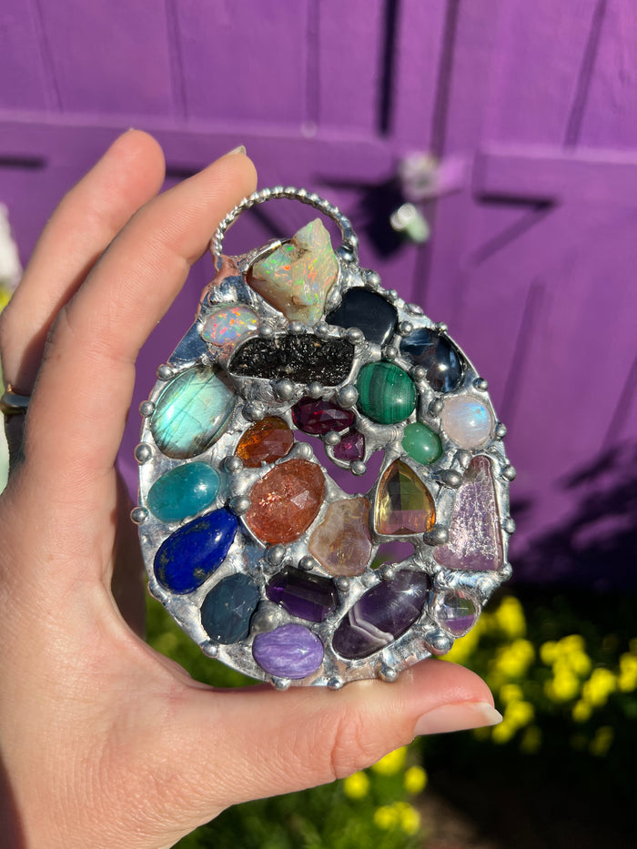 Rainbow Crystal Collector Spiral Amulet