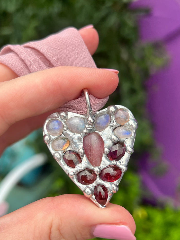 Crystal heart collage pendant no.2