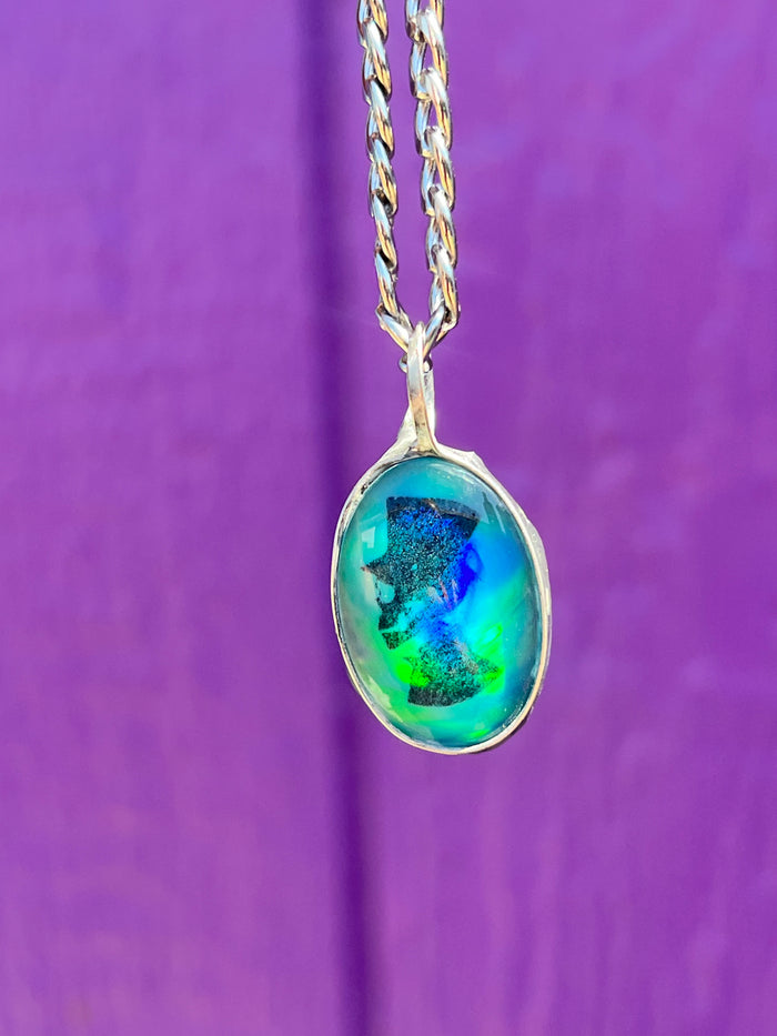 Opalite Skull Man Cameo Pendant necklace