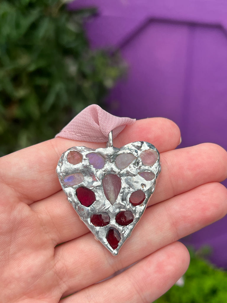 Crystal heart collage pendant no.2