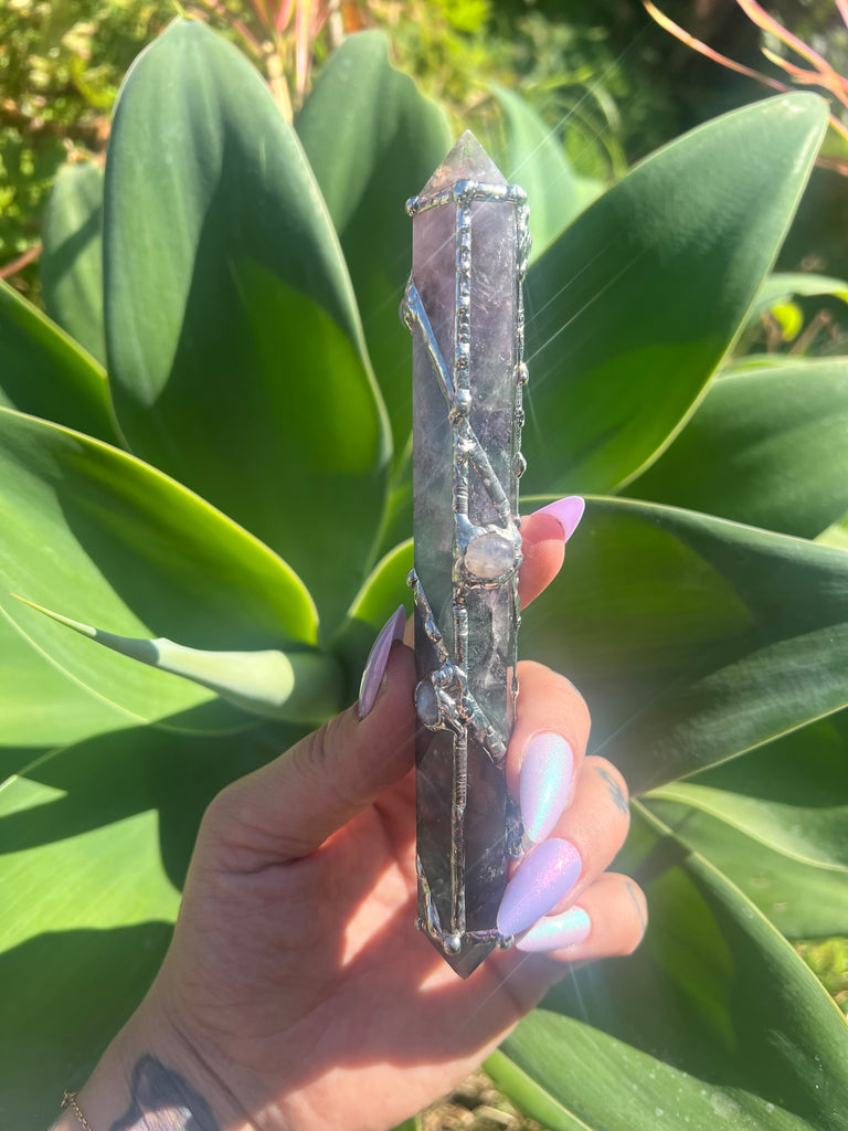 Fluorite and Moonstone Reiki Energywork wand 🌟Seven Sisters🌟