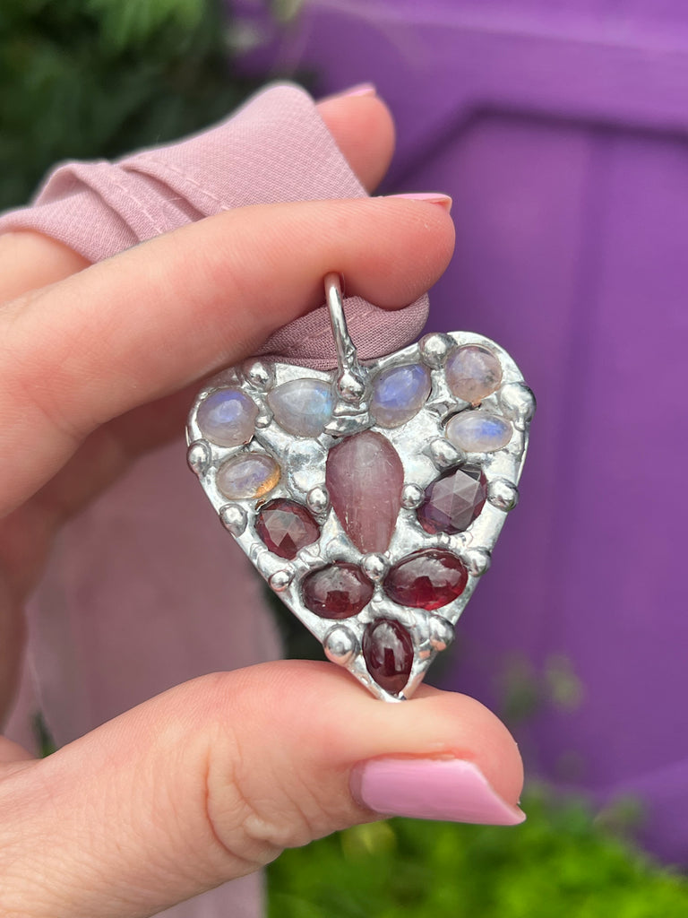 Crystal heart collage pendant no.2