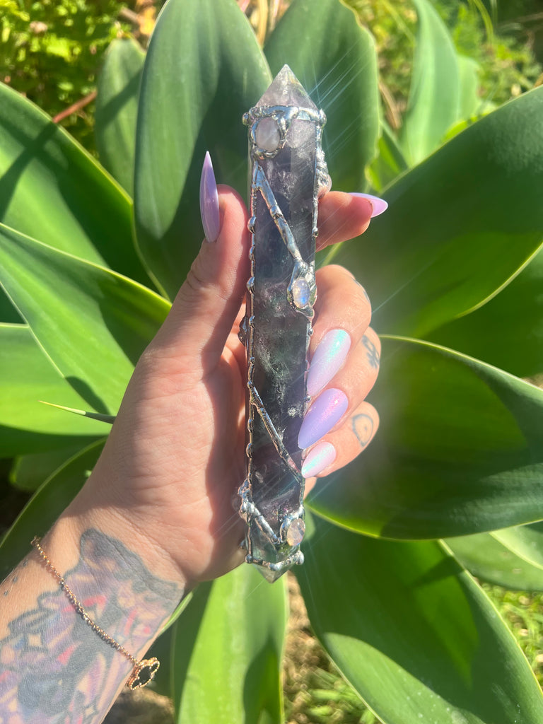 Fluorite and Moonstone Reiki Energywork wand 🌟Seven Sisters🌟
