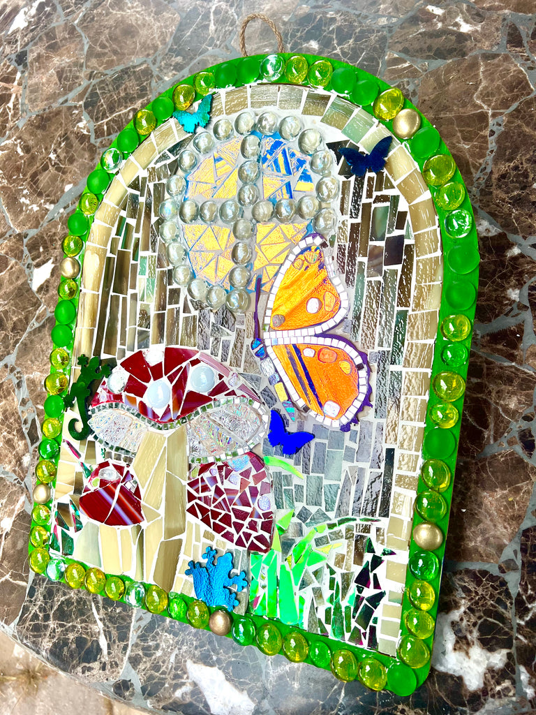 Mushroom Fairy Door (one of a kind Mosaic)