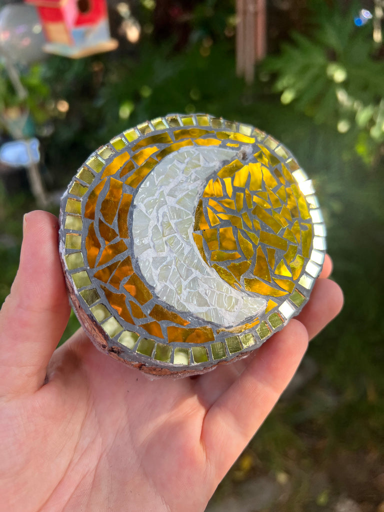 Handmade Dichroic Glass Moon Ornament