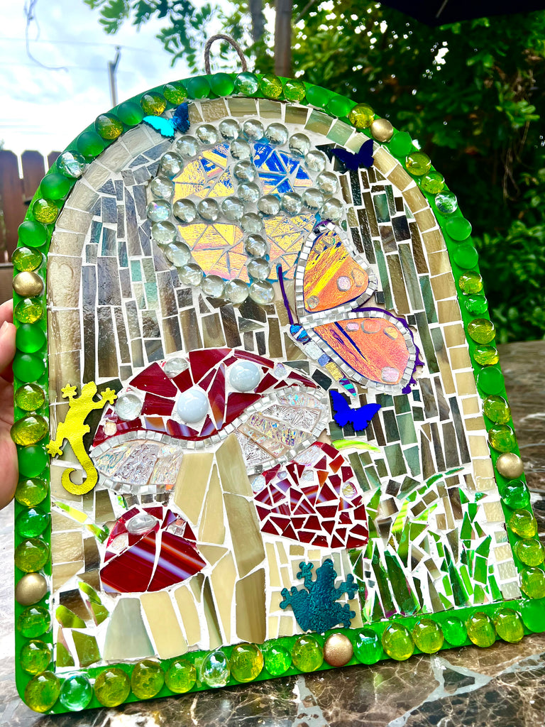 Mushroom Fairy Door (one of a kind Mosaic)