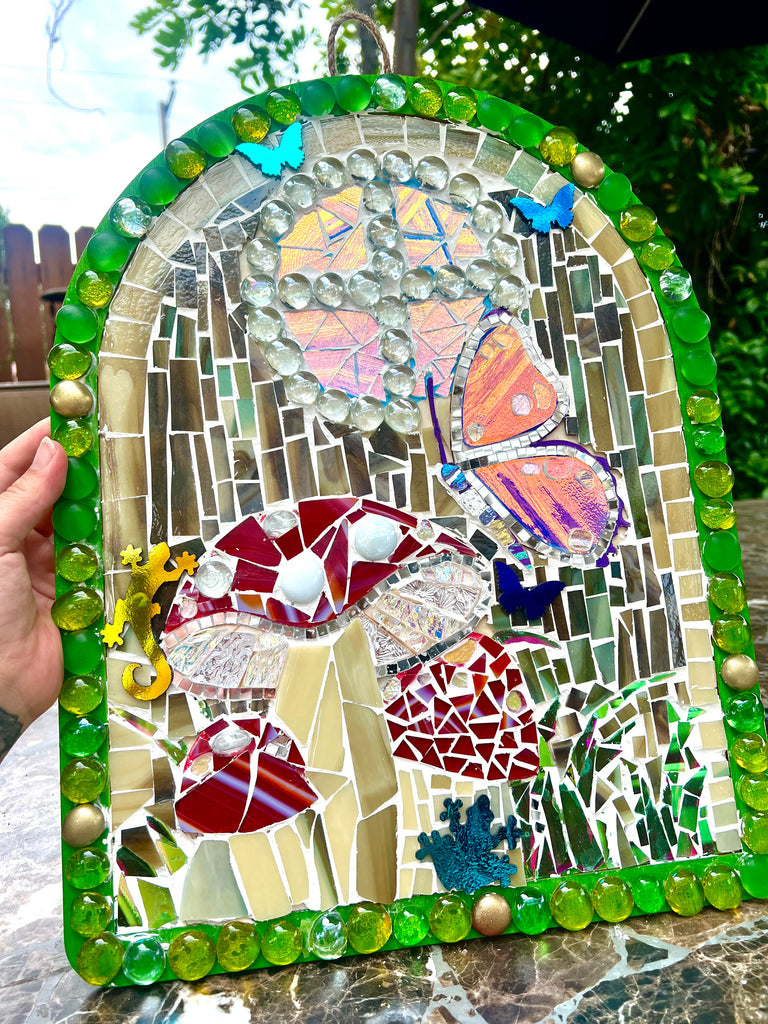 Mushroom Fairy Door (one of a kind Mosaic)