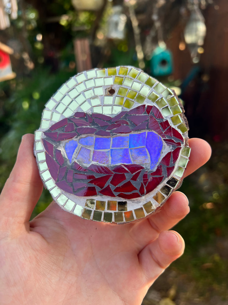 Handmade Dichroic Glass Vampire mouth Ornament