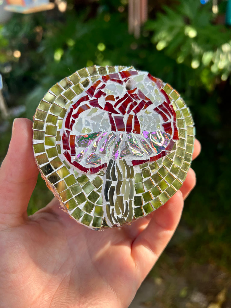 Handmade Dichroic Glass mushroom Ornament