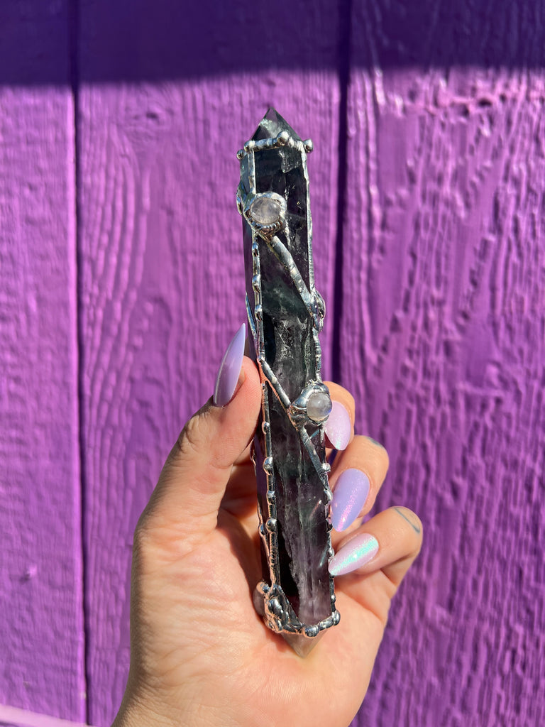 Fluorite and Moonstone Reiki Energywork wand 🌟Seven Sisters🌟