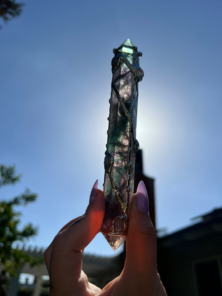 Fluorite and Moonstone Reiki Energywork wand 🌟Seven Sisters🌟