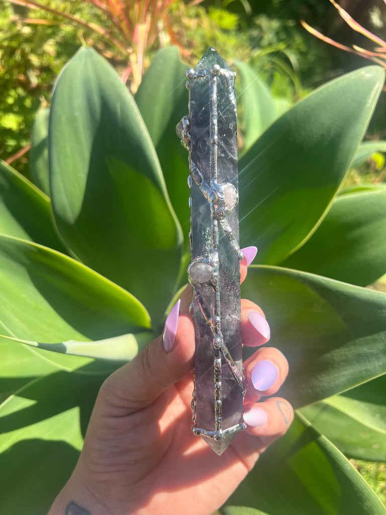 Fluorite and Moonstone Reiki Energywork wand 🌟Seven Sisters🌟