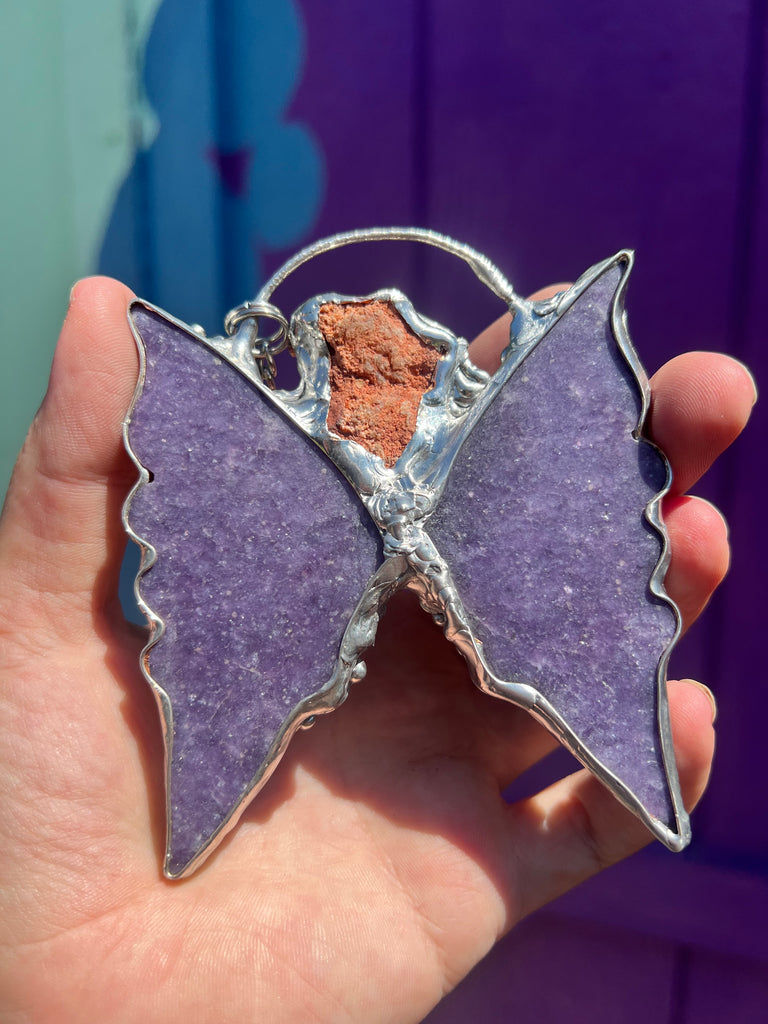 Lepidolite and Aura Quartz Statement Necklace