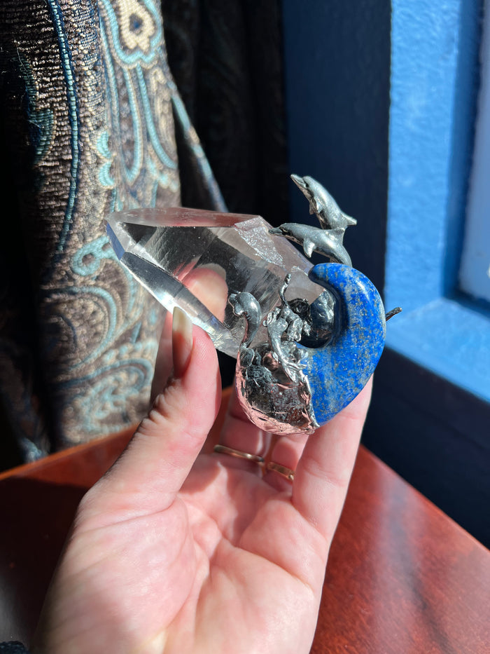 Lemurian Quartz & Lapis Lazuli ocean scene