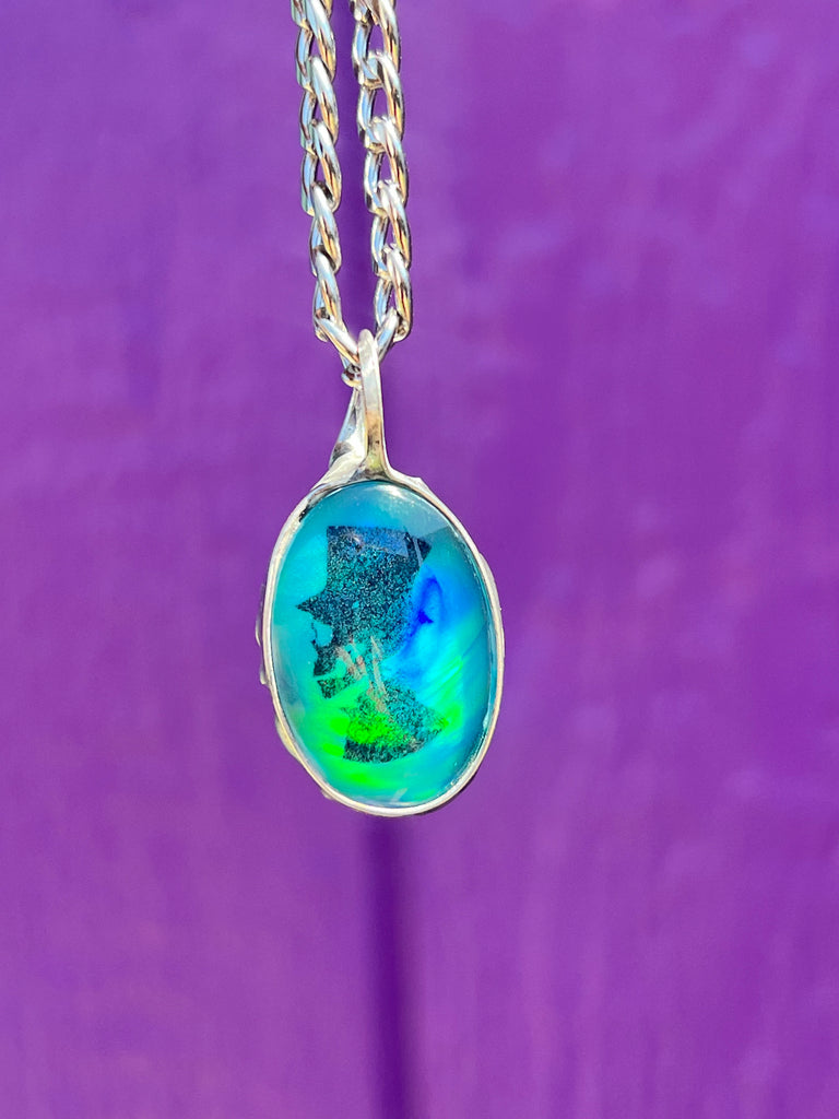 Opalite Skull Man Cameo Pendant necklace