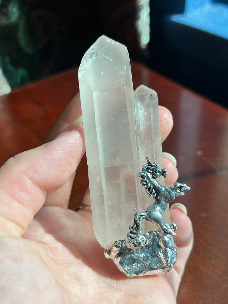 Quartz point with unicorn