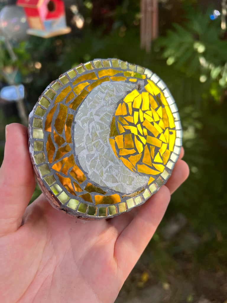 Handmade Dichroic Glass Moon Ornament