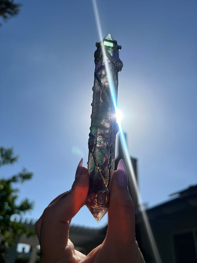 Fluorite and Moonstone Reiki Energywork wand 🌟Seven Sisters🌟
