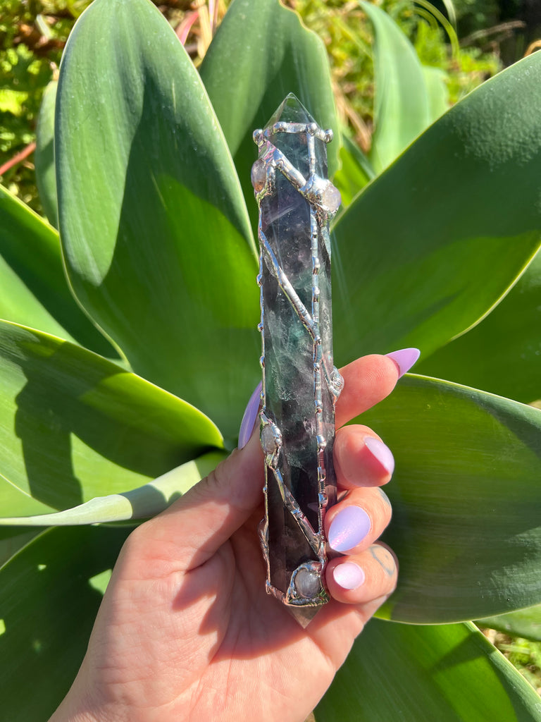 Fluorite and Moonstone Reiki Energywork wand 🌟Seven Sisters🌟