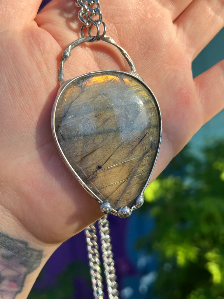 Orange Labradorite amulet