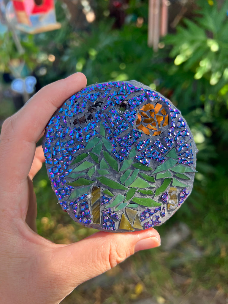 Handmade Dichroic Glass forest scene Ornament
