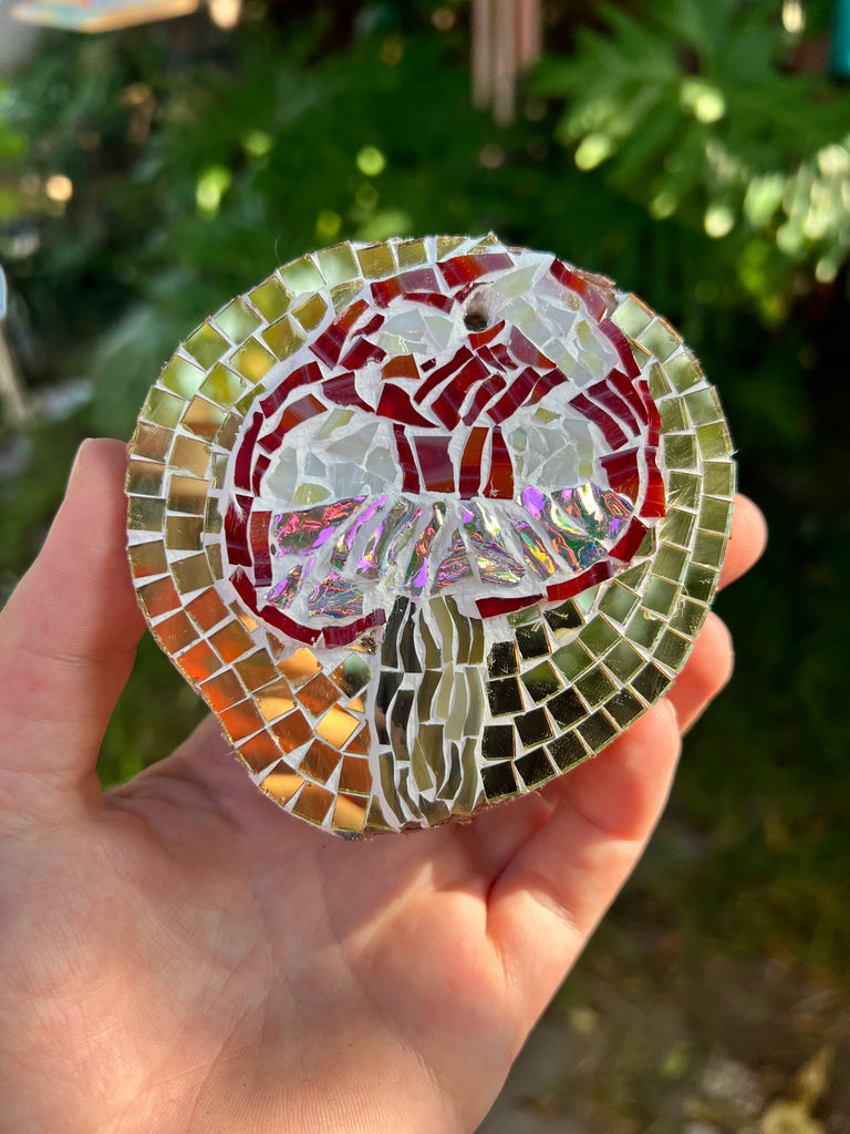 Handmade Dichroic Glass mushroom Ornament