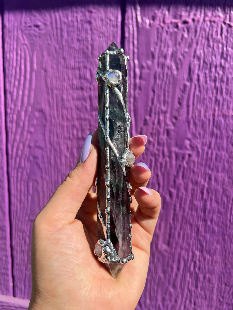 Fluorite and Moonstone Reiki Energywork wand 🌟Seven Sisters🌟