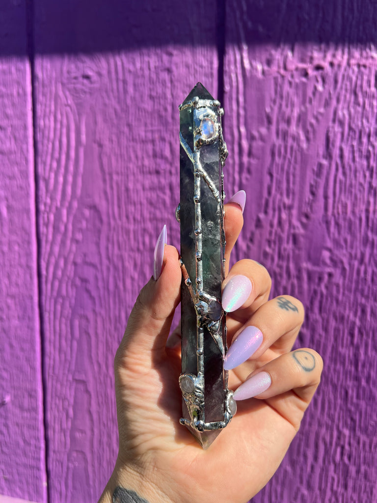 Fluorite and Moonstone Reiki Energywork wand 🌟Seven Sisters🌟