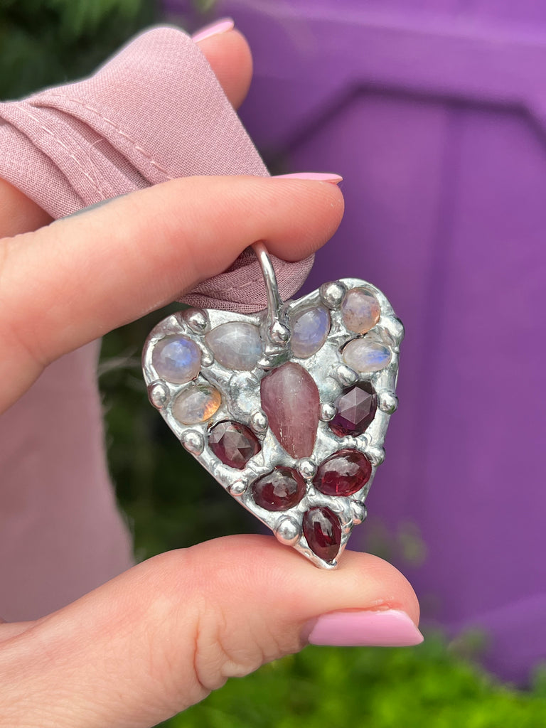 Crystal heart collage pendant no.2