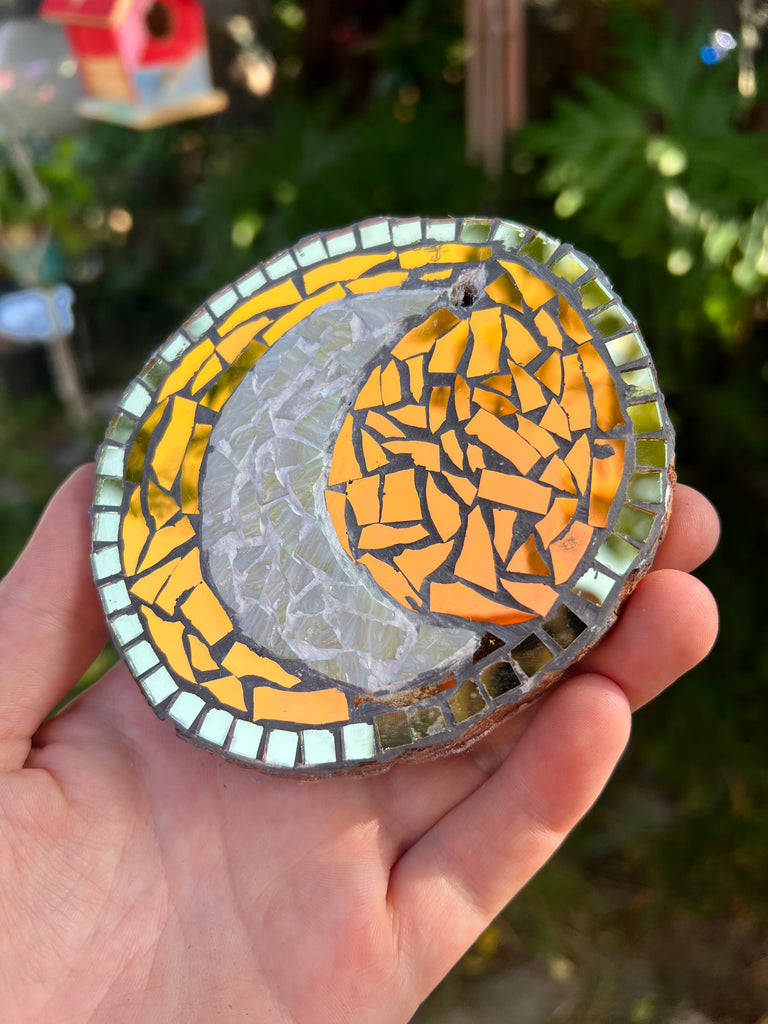 Handmade Dichroic Glass Moon Ornament