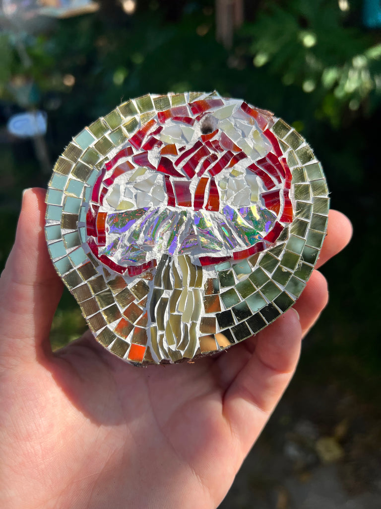 Handmade Dichroic Glass mushroom Ornament