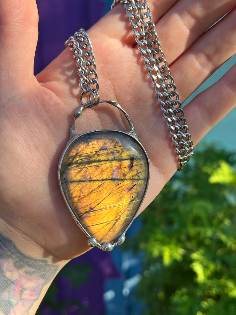 Orange Labradorite amulet