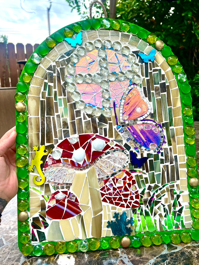 Mushroom Fairy Door (one of a kind Mosaic)