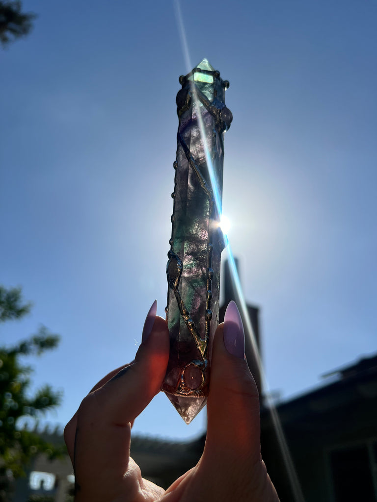 Fluorite and Moonstone Reiki Energywork wand 🌟Seven Sisters🌟