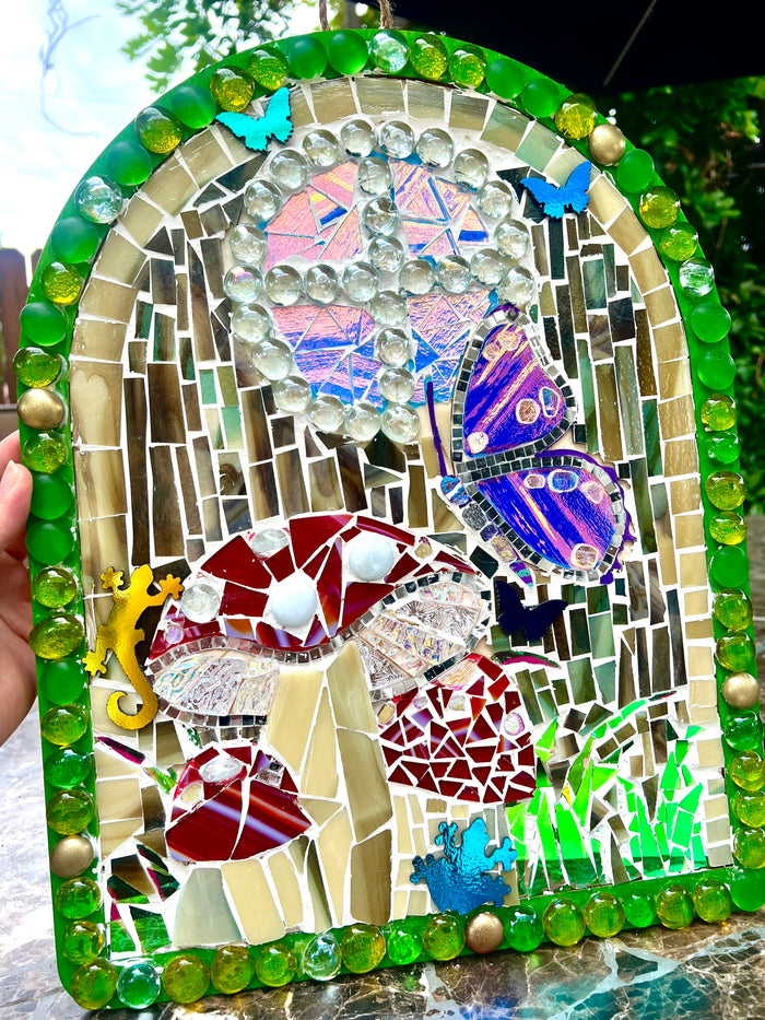 Mushroom Fairy Door (one of a kind Mosaic)