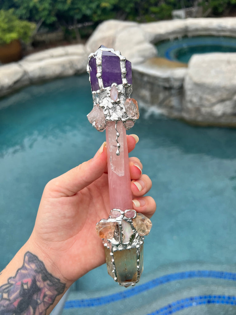 Magic Manifest * Amethyst, Rose Quartz and Citrine wand.