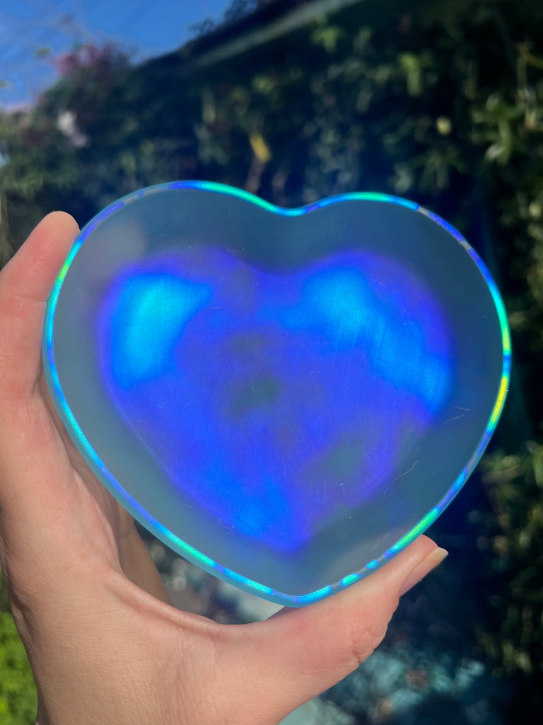 Blue glass heart dish