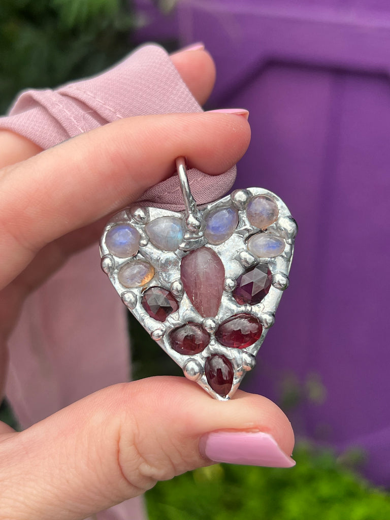 Crystal heart collage pendant no.2