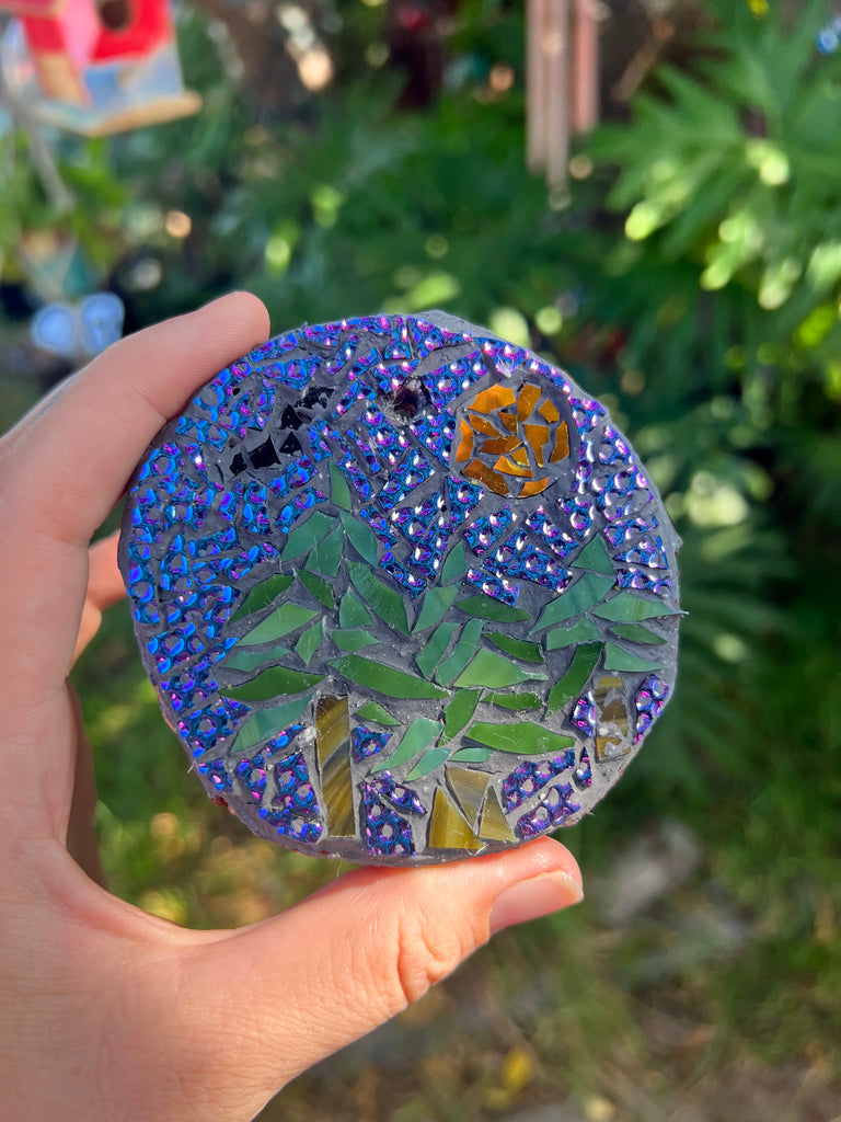 Handmade Dichroic Glass forest scene Ornament