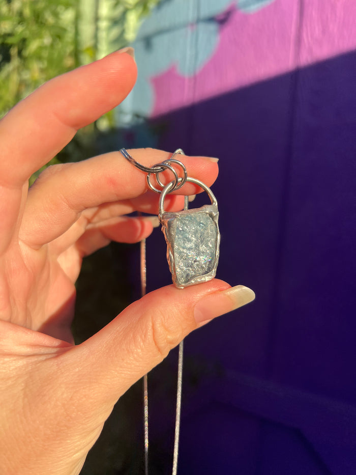 Raw Aquamarine amulet