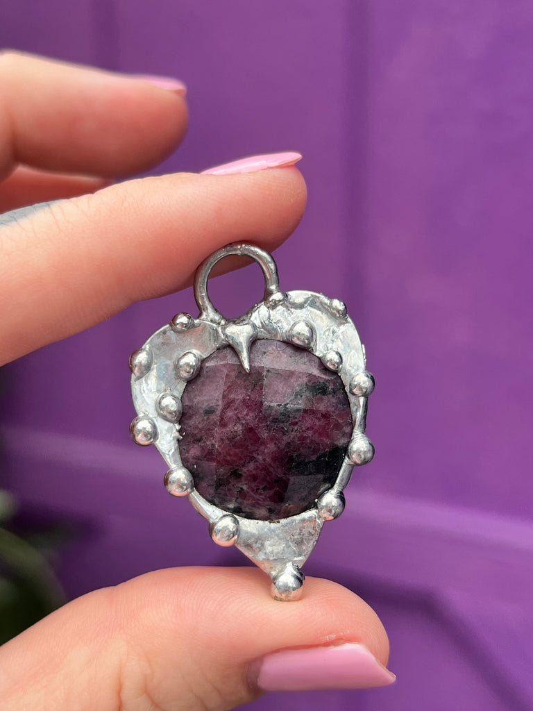 Faceted Ruby Heart Pendant