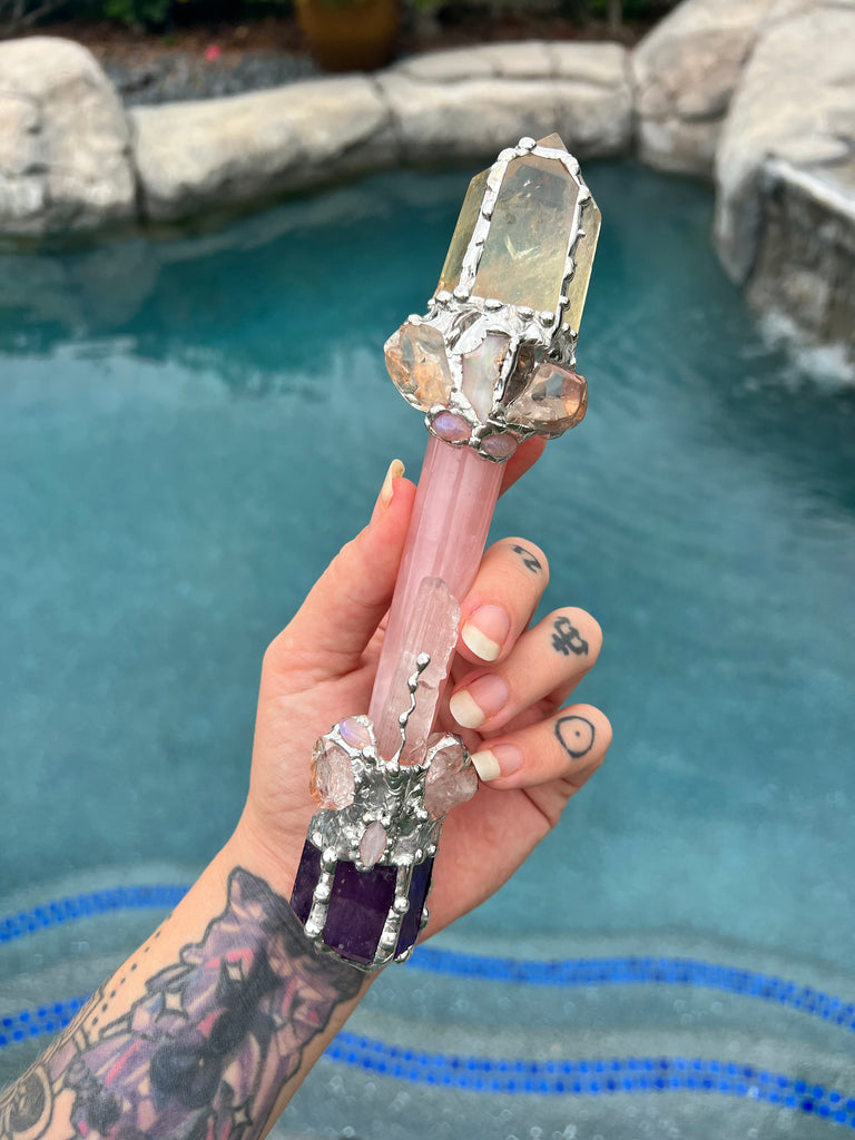 Magic Manifest * Amethyst, Rose Quartz and Citrine wand.