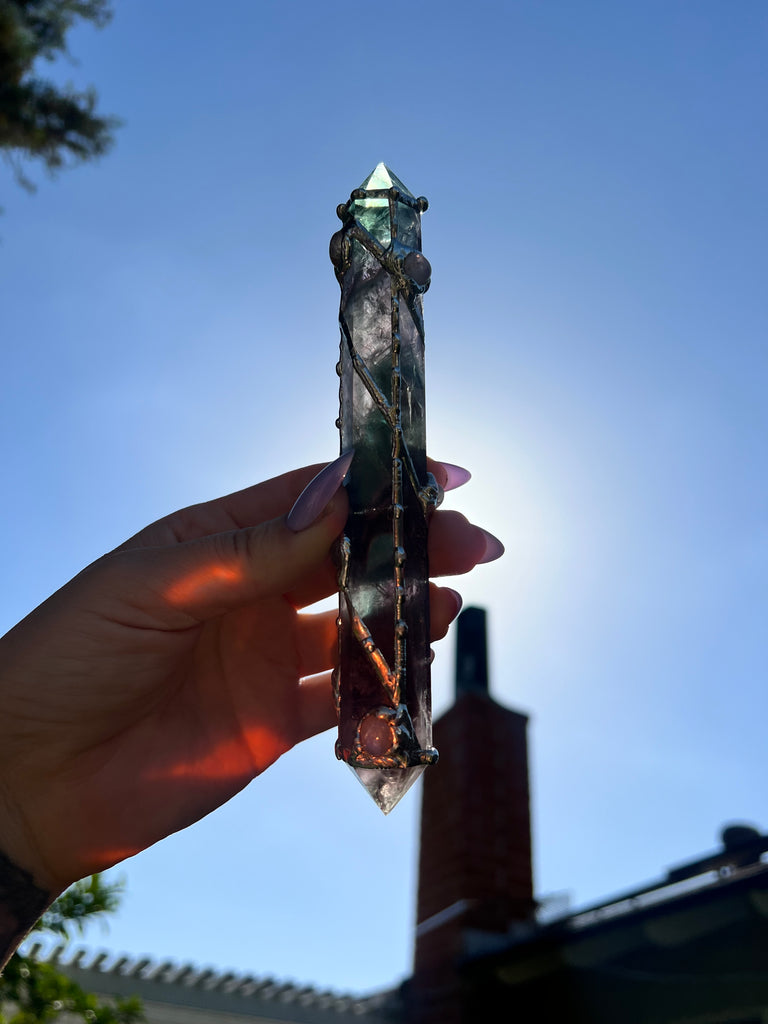Fluorite and Moonstone Reiki Energywork wand 🌟Seven Sisters🌟