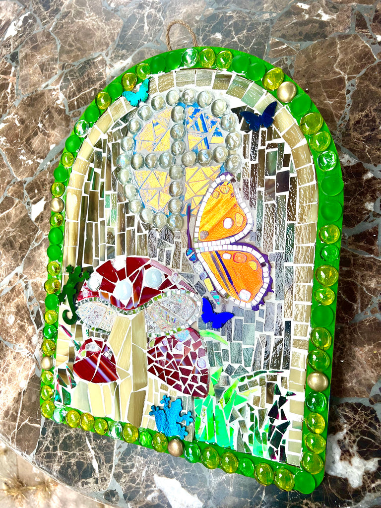 Mushroom Fairy Door (one of a kind Mosaic)