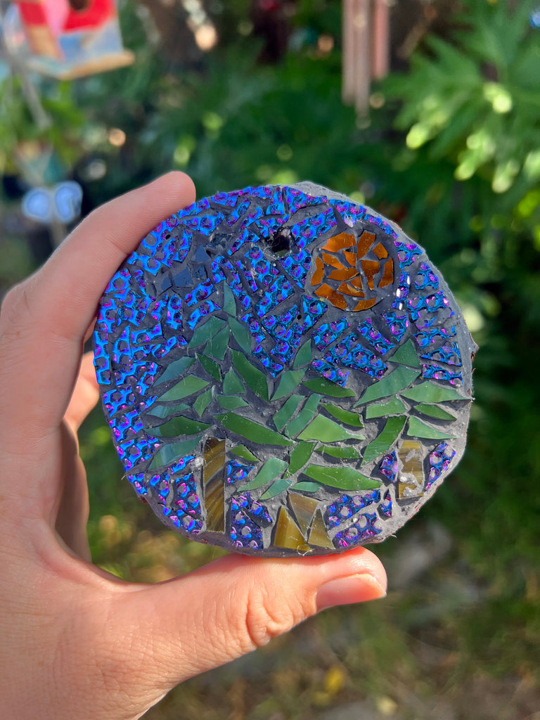 Handmade Dichroic Glass forest scene Ornament