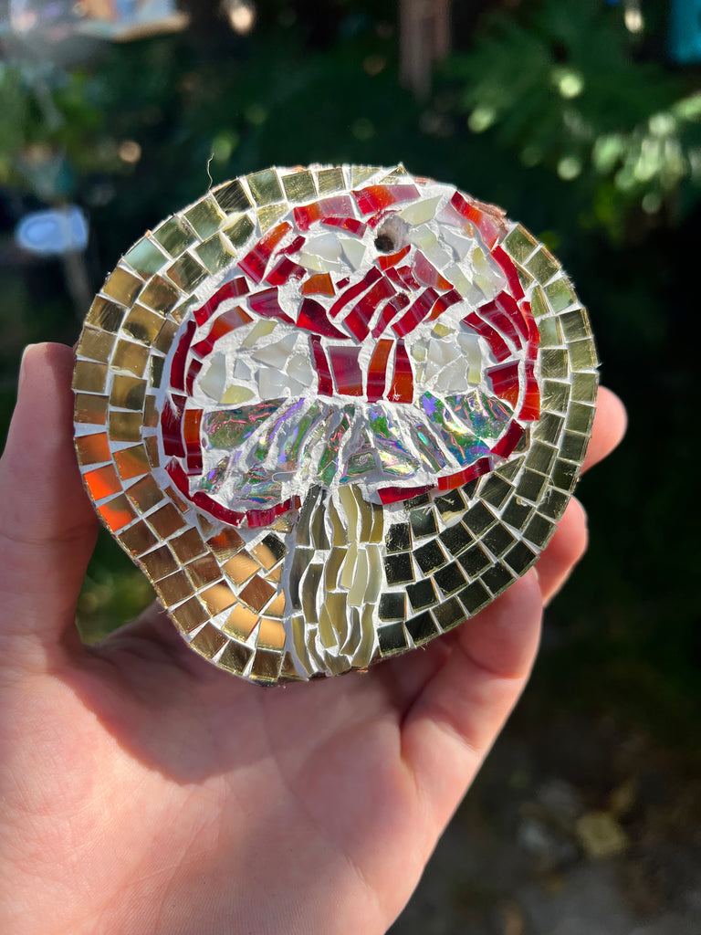 Handmade Dichroic Glass mushroom Ornament