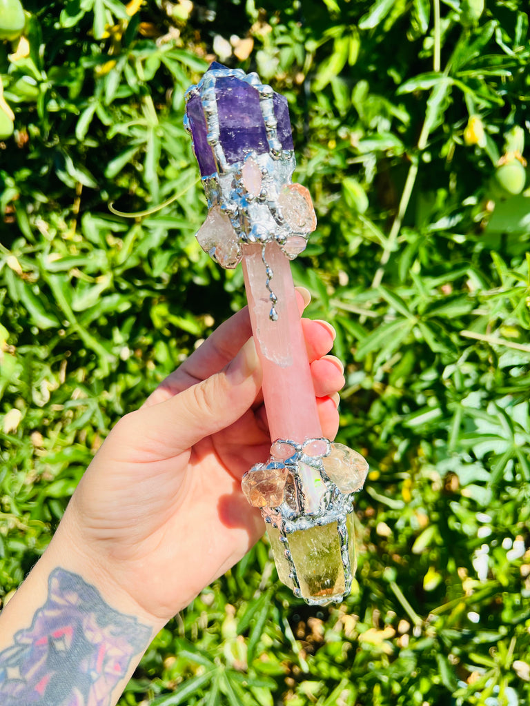 Magic Manifest * Amethyst, Rose Quartz and Citrine wand.