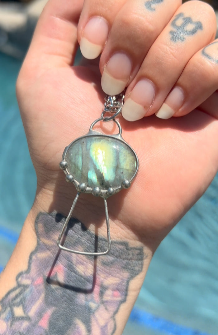 Labradorite mushroom pendant