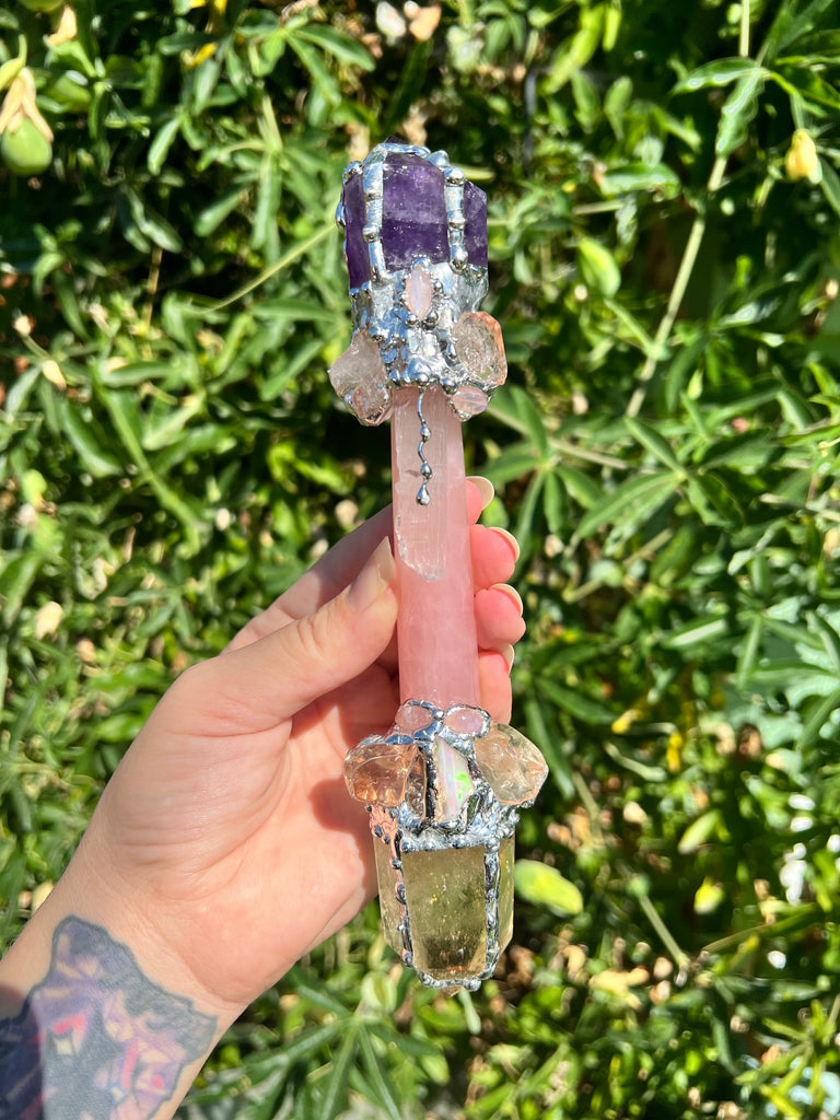 Magic Manifest * Amethyst, Rose Quartz and Citrine wand.